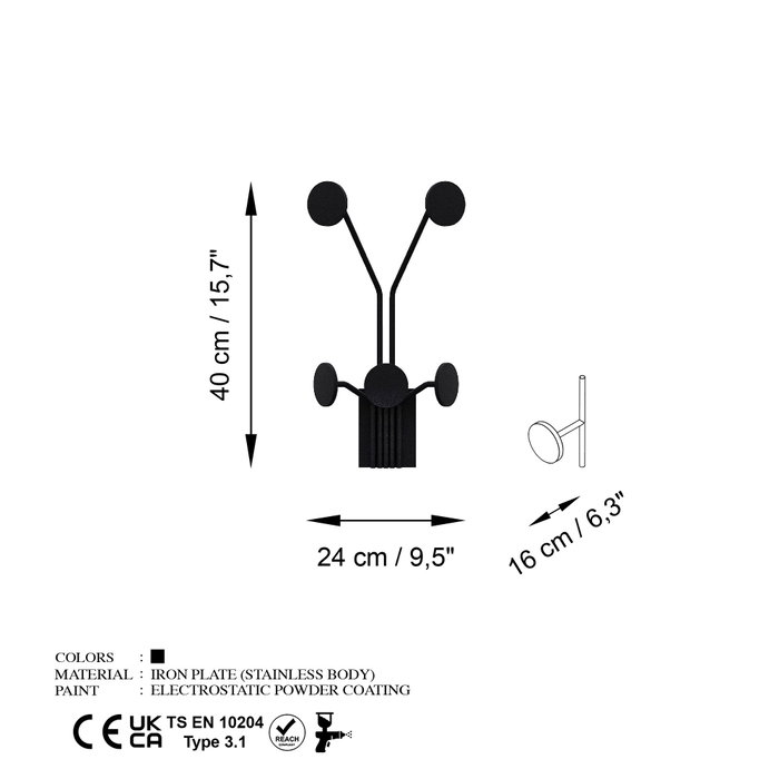 Wallity Giraffe Gancho de pared metálico Negro